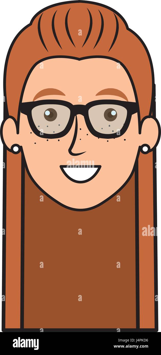 beautiful and young woman head with glasses Stock Vector Image & Art ...