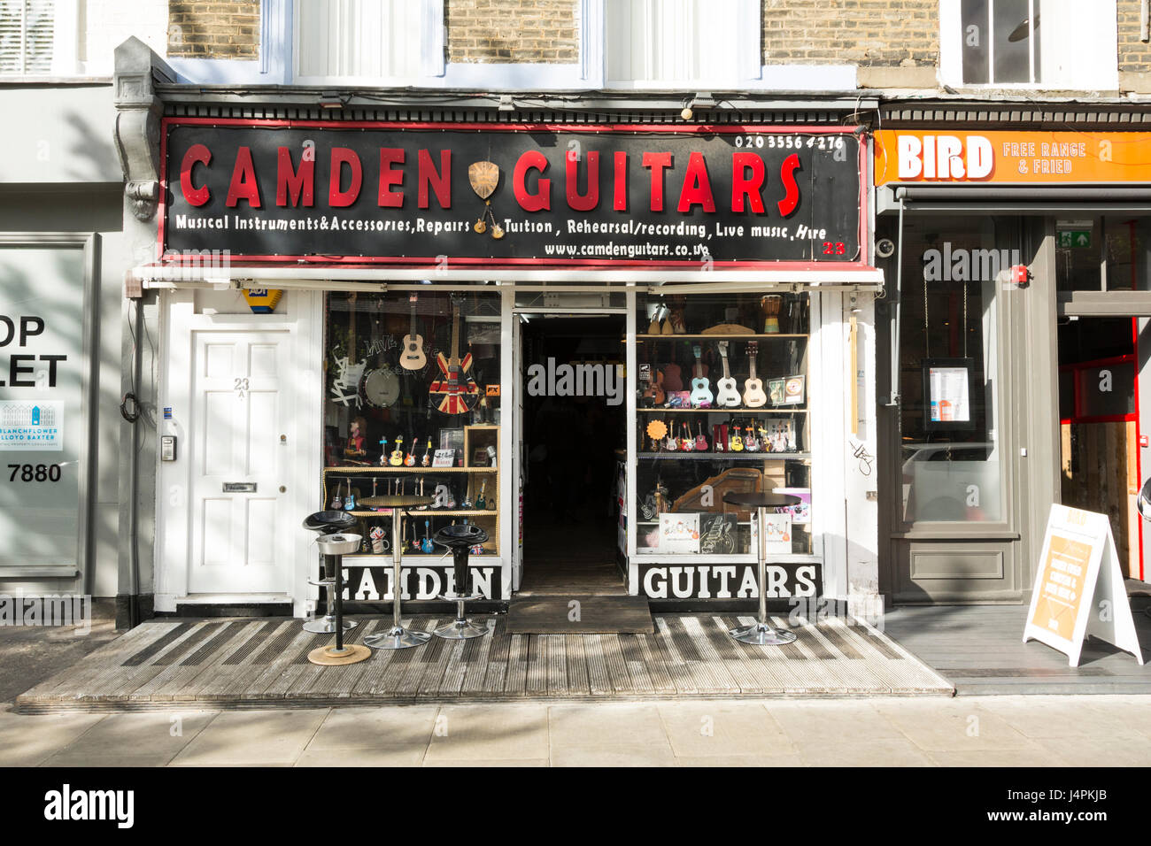 Camden Guitars near Camden Market in NW1, London, UK Stock Photo