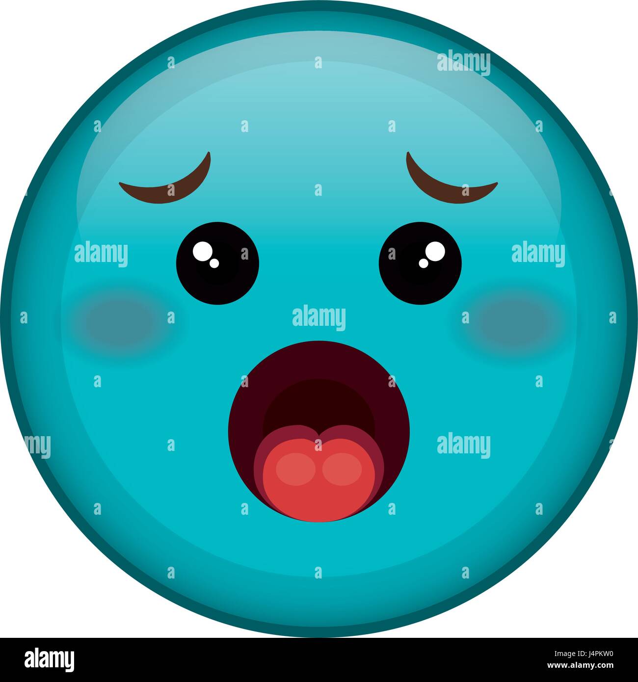 worried face emoticon kawaii character Stock Vector Image & Art - Alamy