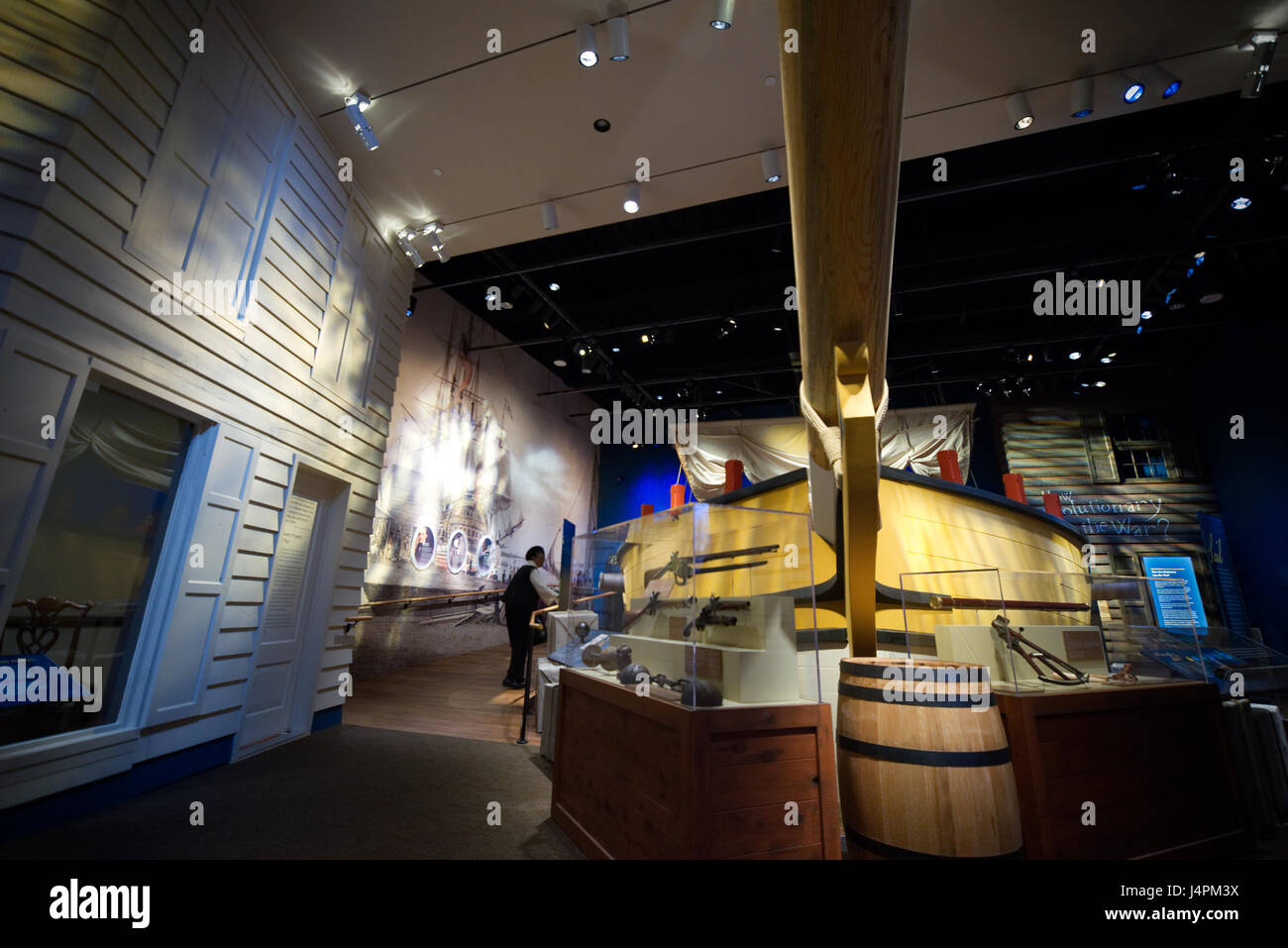 Replica of a privateer ship is part of the exhibit at the Museum of the American Revolution in Philadelphia, PA. Stock Photo