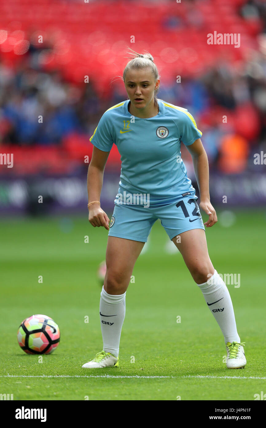 Manchester City's Georgia Stanway warms up before the SSE Women's FA Cup Final at Wembley Stadium, London. PRESS ASSOCIATION Photo. Picture date: Saturday May 13, 2017. See PA story SOCCER Women. Photo credit should read: Adam Davy/PA Wire. Stock Photo