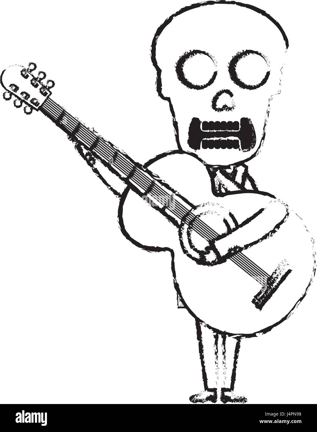 Mexican mariachi skull character with guitar Stock Vector Image & Art ...