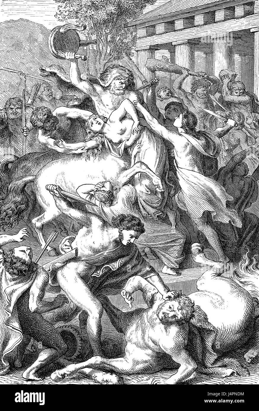Battle of Centaurs and Lapiths, ancient Greek myth Stock Photo