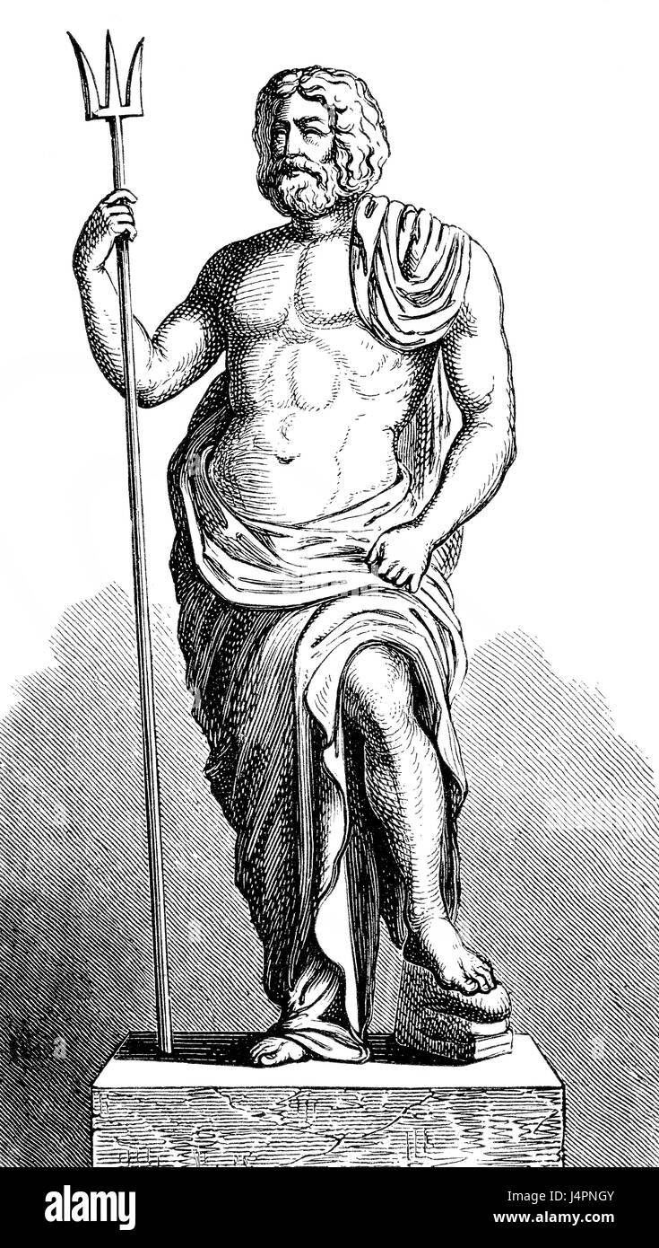 Poseidon, God of the seas, earthquakes, and tidal wave Stock Photo