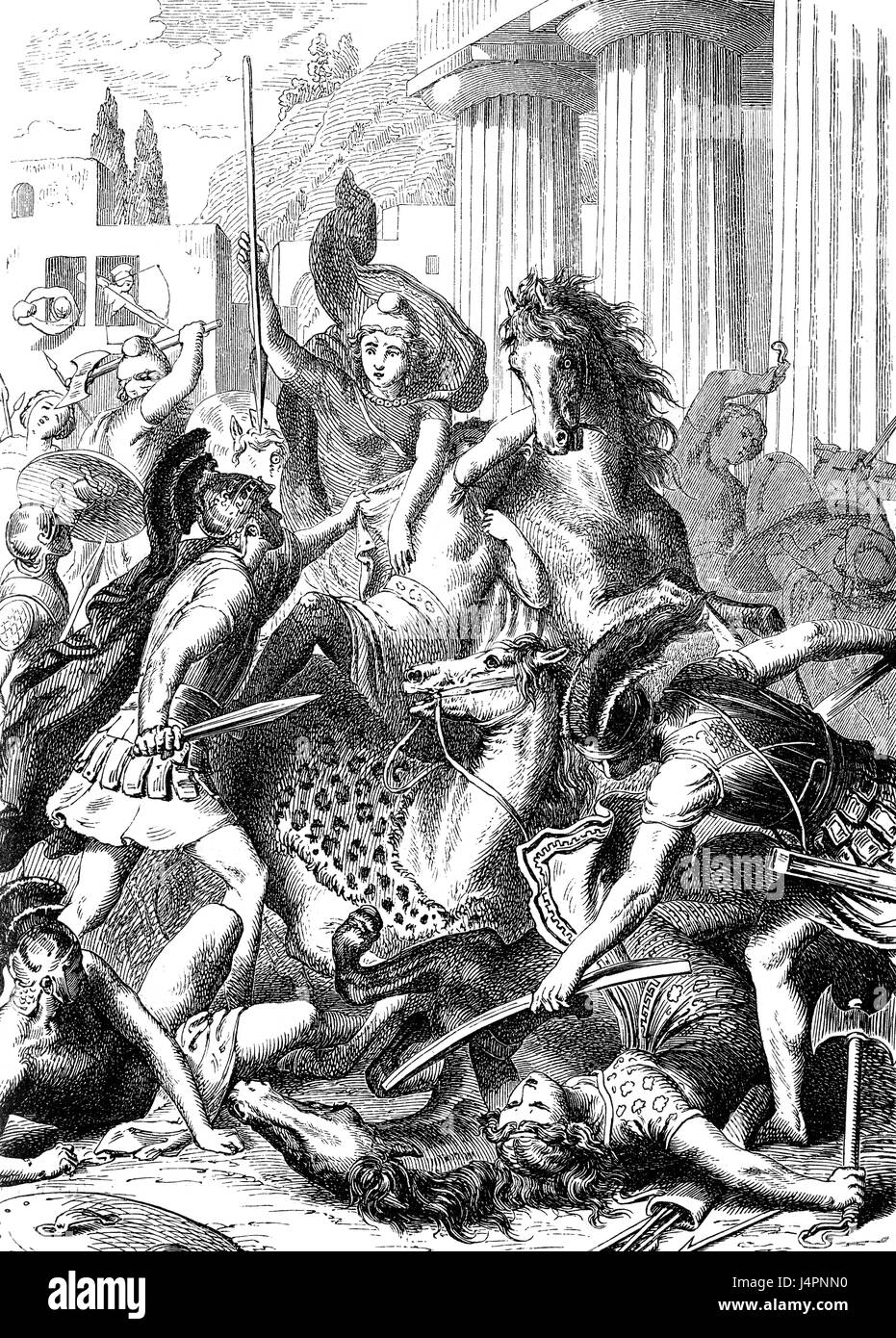 Amazonomachy, the mythical battle between the Ancient Greeks and the Amazons Stock Photo