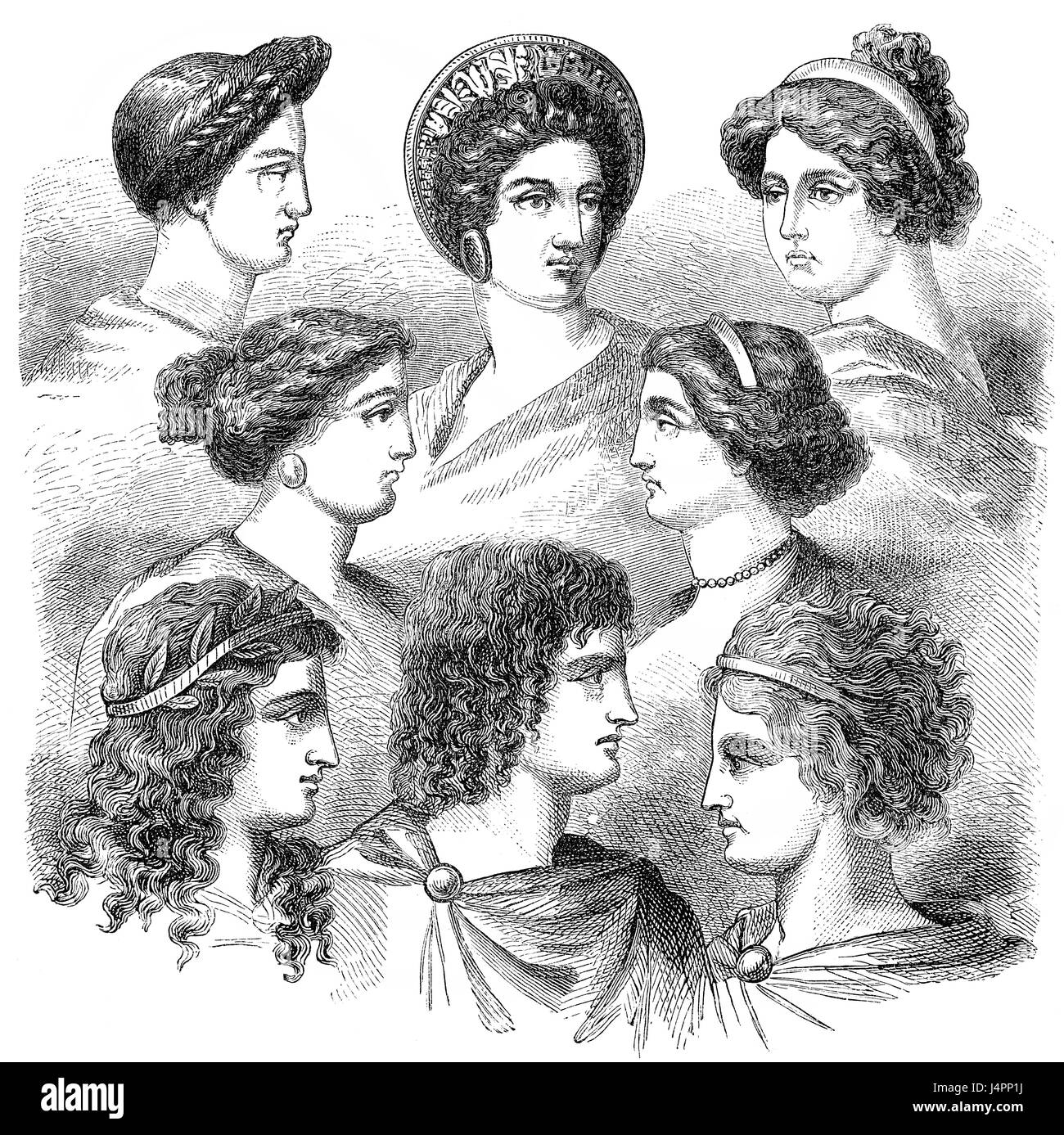 Traditional hairstyles in ancient Greece Stock Photo