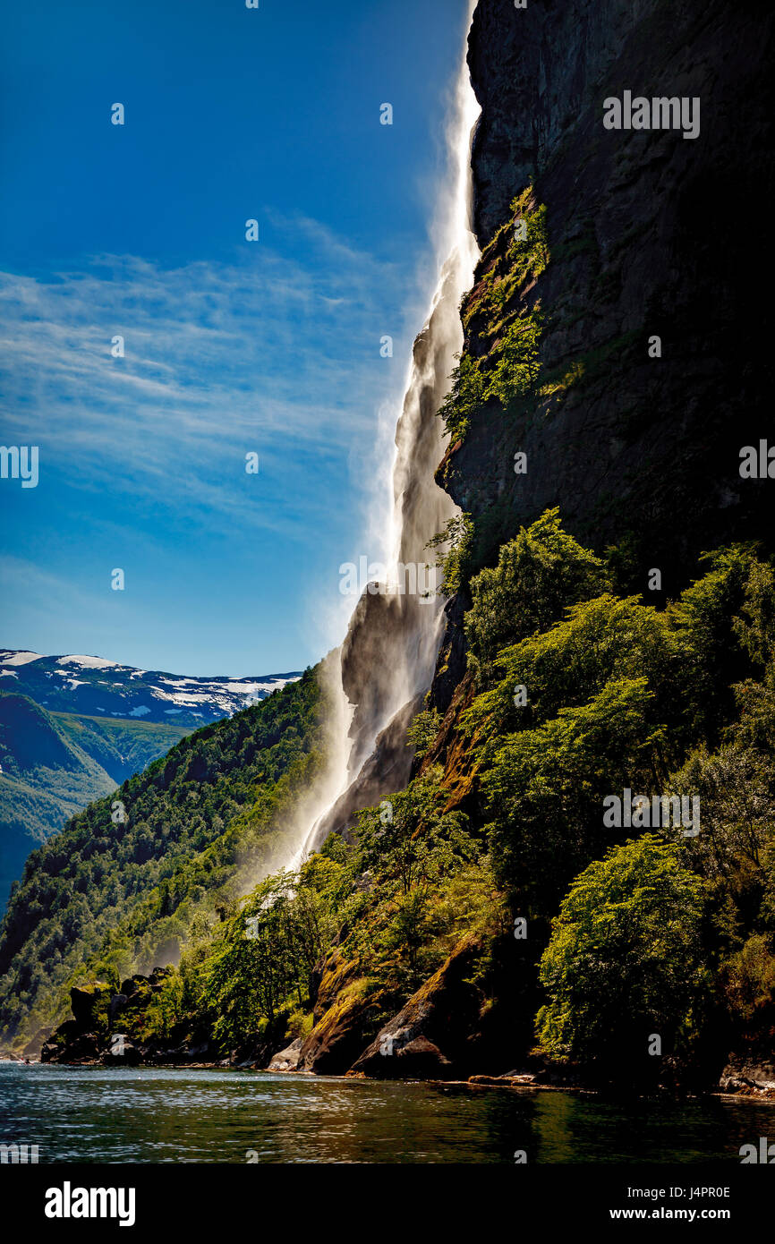 Geiranger Fjord, Waterfall Seven Sisters. Beautiful Nature Norway ...