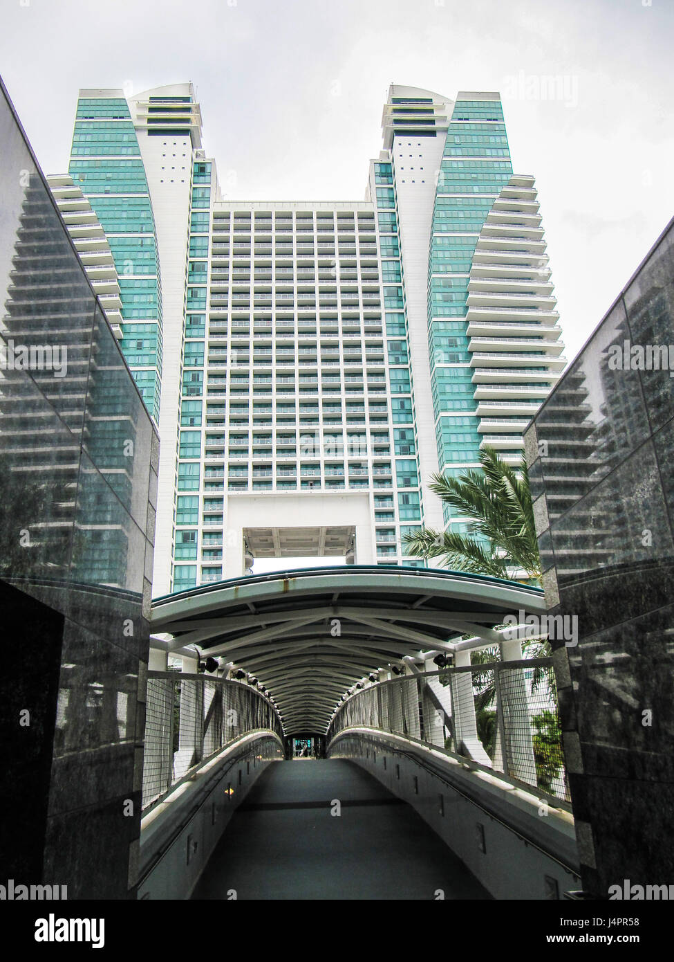 Hollywood, USA - June 15, 2012: Diplomat resort oceanfront hotel with bridge in Florida by Miami beach Stock Photo