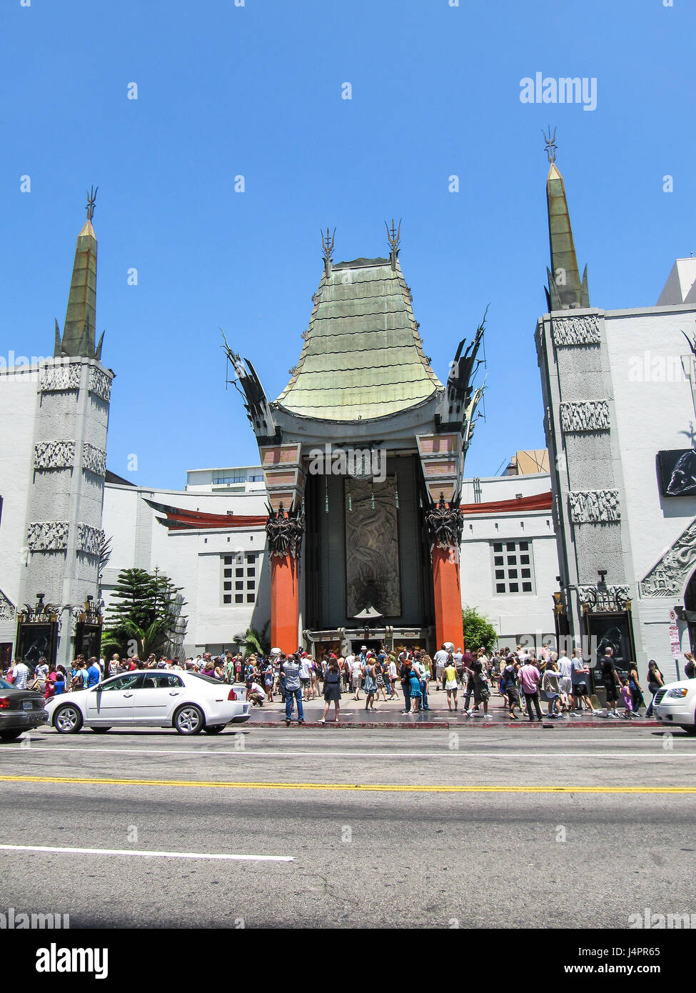 Los Angeles, USA - May 25, 2010: Grauman's Chinese theater in alley of stars in downtown with people Stock Photo