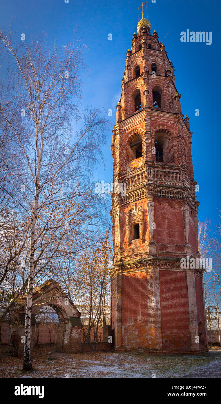 The belfru of St. John the Baptist Church in Yaroslavl at winter Stock ...