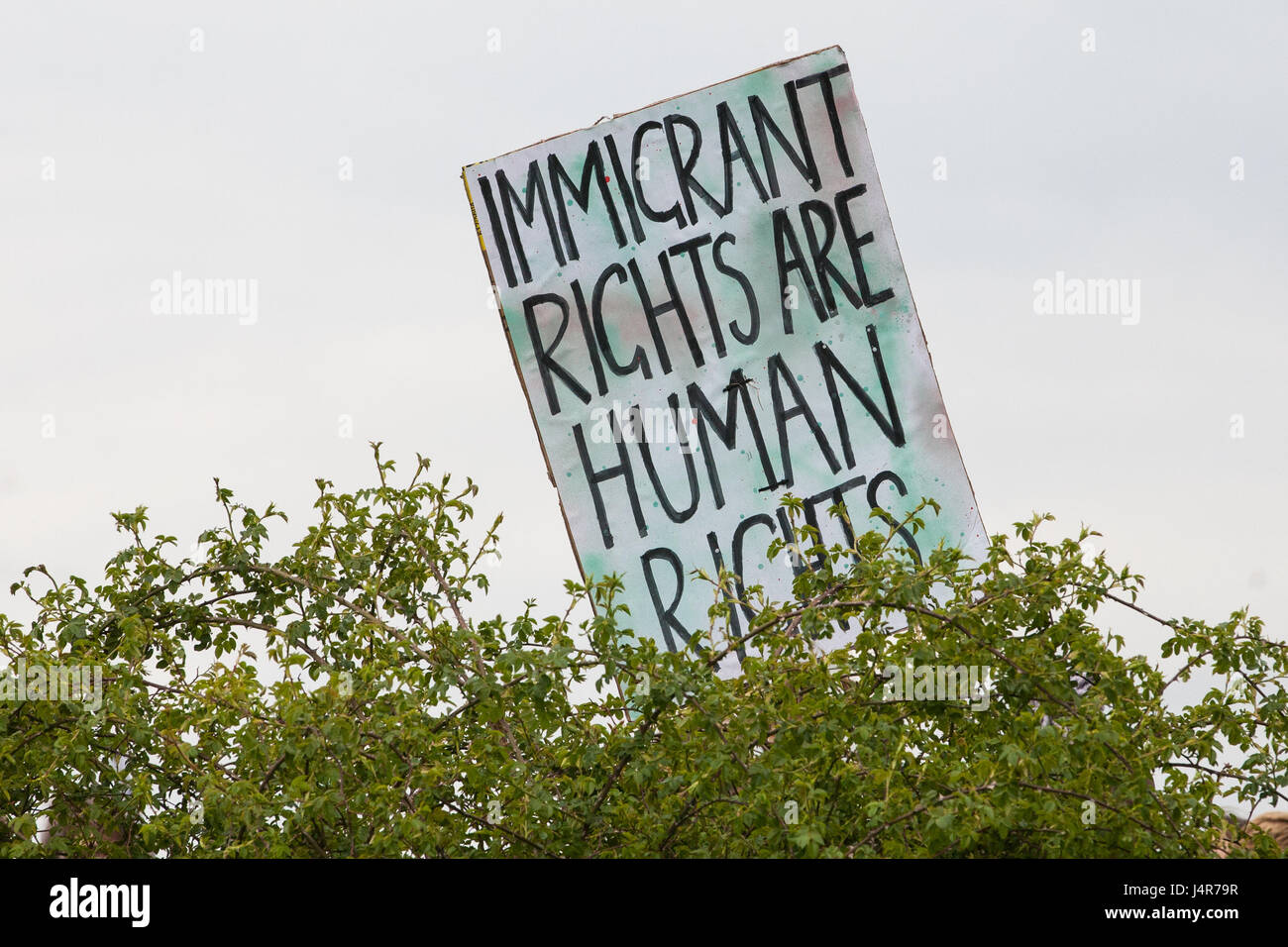 Milton Ernest, UK. 13th May, 2017. A placard at a large protest organised by Movement For Justice By Any Means Necessary outside Yarl's Wood Immigration Removal Centre. Campaigners, including former detainees, called for all immigration detention centres to be closed. Credit: Mark Kerrison/Alamy Live News Stock Photo