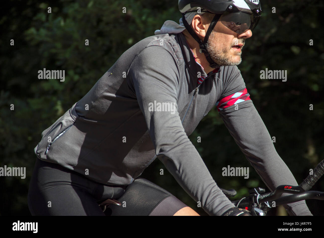 Belgrade, Serbia. 13th May 2017. SERBIA ULTRA 6-12-24 twenty-four hour ultra-marathon cycling race held in Serbia for the first time. It's the ultimate test for those who want to challenge their physical and mental endurance against other competitors. The winner is determined by the distance they can pass in six, twelve or twenty-four hours at the Kosutnjak forest-park track. Credit: Bratislav Stefanovic/Alamy Live News Stock Photo