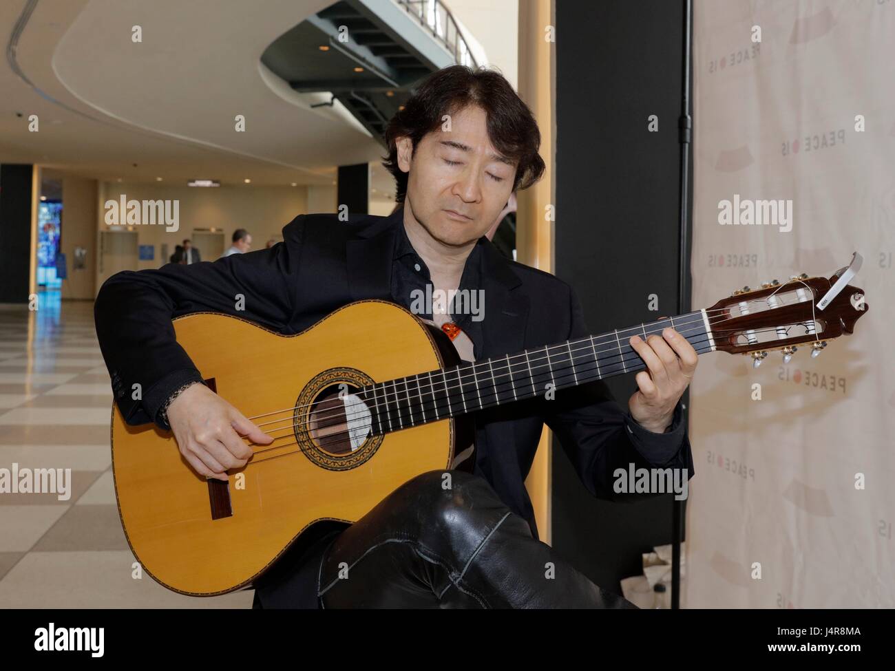 United Nations, New York, USA, May 12 2017 - PEACE IS a Concert by Shiro Otake honoring Argentina guitar player Atahualpa Yupanqui today at the UN Headquarters in New York. Photo: Luiz Rampelotto/EuropaNewswire | usage worldwide Stock Photo