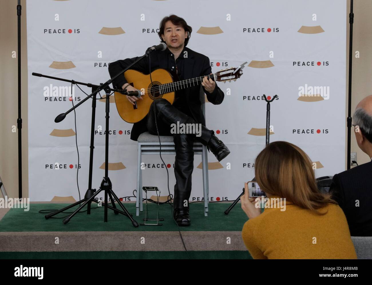 United Nations, New York, USA, May 12 2017 - PEACE IS a Concert by Shiro Otake honoring Argentina guitar player Atahualpa Yupanqui today at the UN Headquarters in New York. Photo: Luiz Rampelotto/EuropaNewswire | usage worldwide Stock Photo