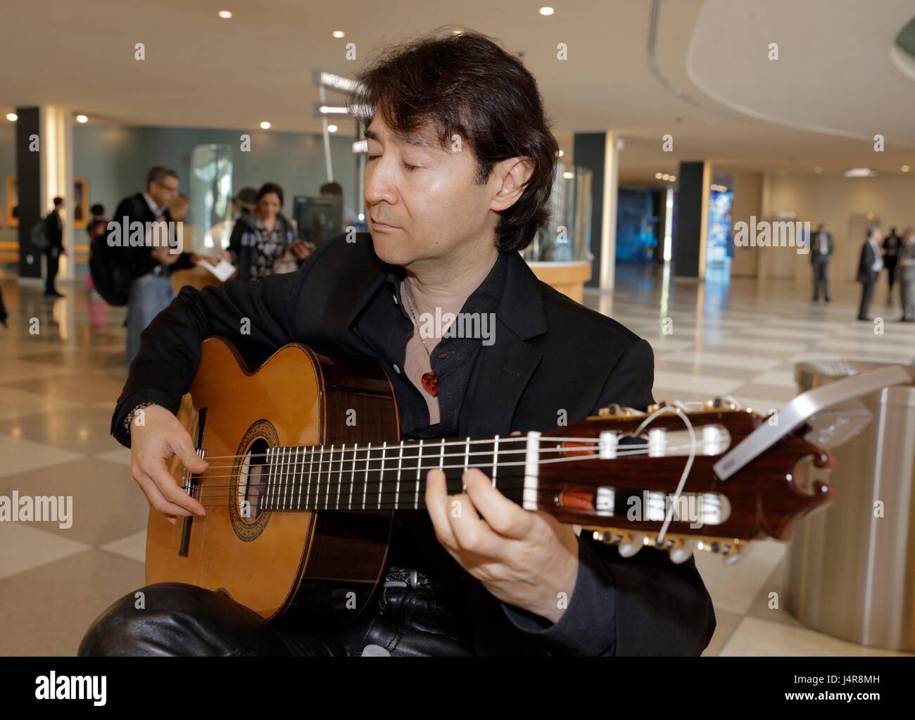 United Nations, New York, USA, May 12 2017 - PEACE IS a Concert by Shiro Otake honoring Argentina guitar player Atahualpa Yupanqui today at the UN Headquarters in New York. Photo: Luiz Rampelotto/EuropaNewswire | usage worldwide Stock Photo