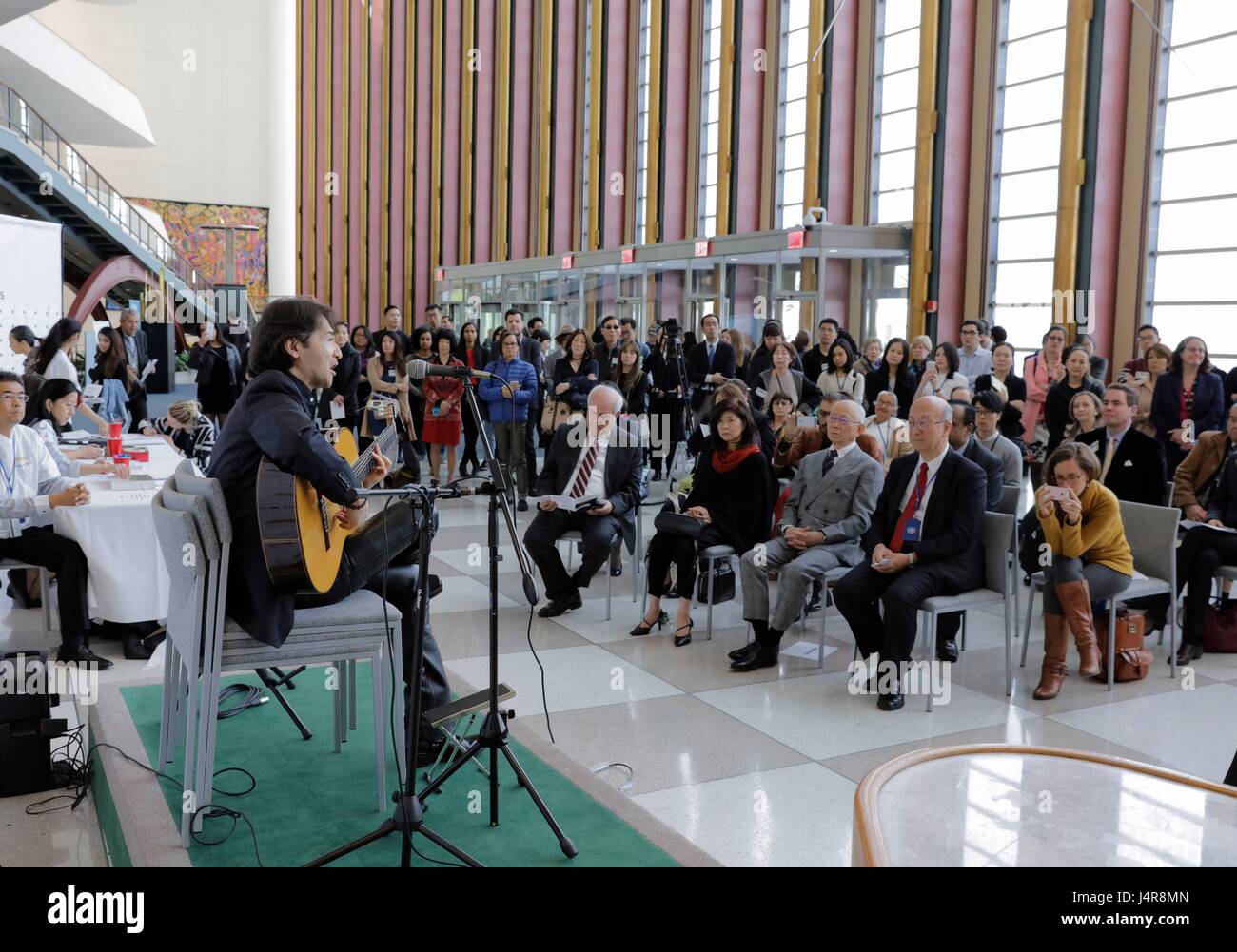 United Nations, New York, USA, May 12 2017 - PEACE IS a Concert by Shiro Otake honoring Argentina guitar player Atahualpa Yupanqui today at the UN Headquarters in New York. Photo: Luiz Rampelotto/EuropaNewswire | usage worldwide Stock Photo
