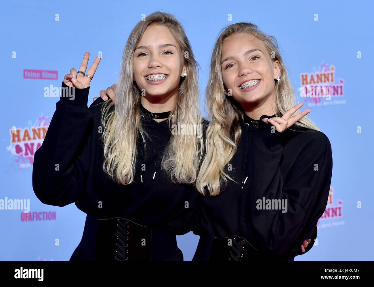 Berlin, Germany. 14th May, 2017. The web video producers Lisa and Lena  arrive at the world premiere of 'Hanni & Nanni - Mehr als beste Freunde'  (lit. 'More than best friends') at