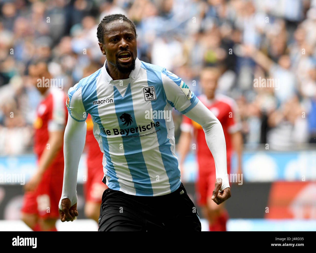 Munich's Abdoulaye Ba (l) and Stefan Mugosa celebrate the 1:1 goal during  the German 2nd Bundesliga, Stock Photo, Picture And Rights Managed  Image. Pic. PAH-170514-99-446919-DPAI