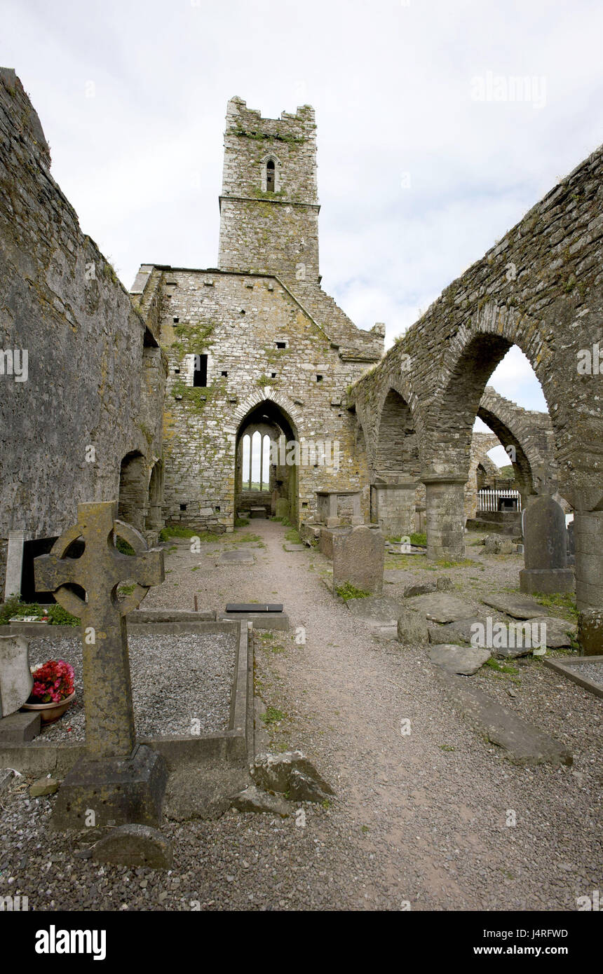 Ireland, Munster, Cork county, Timoleague, Timoleague Friary, Stock Photo