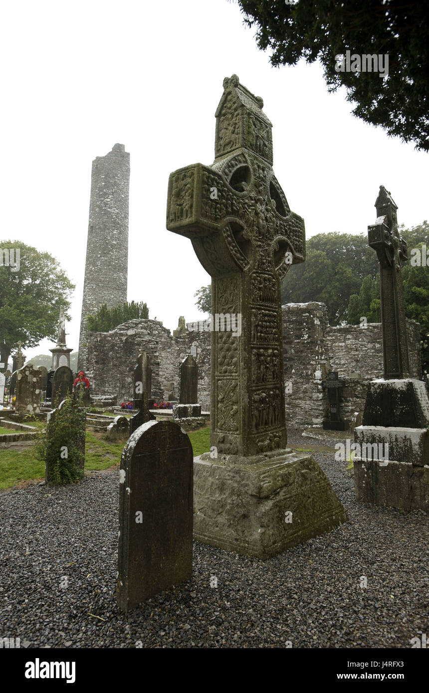 Ireland, Leinster, county Louth, Mainistir Bhuithe, Monasterboice, cemetery, Stock Photo