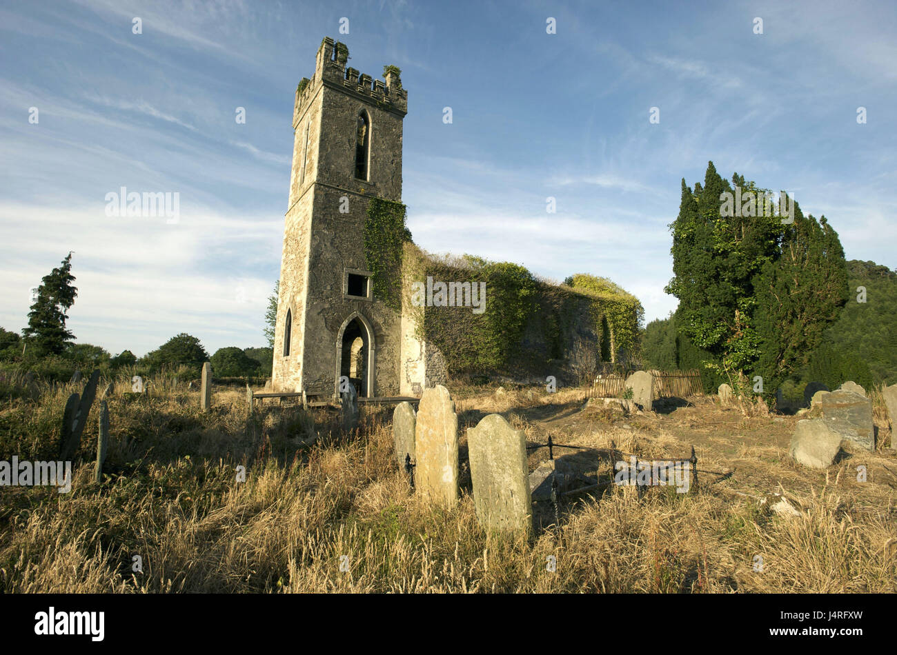 Ireland, Leinster, county Wicklow, Wicklow-Mountains, church ruin, cemetery, Stock Photo
