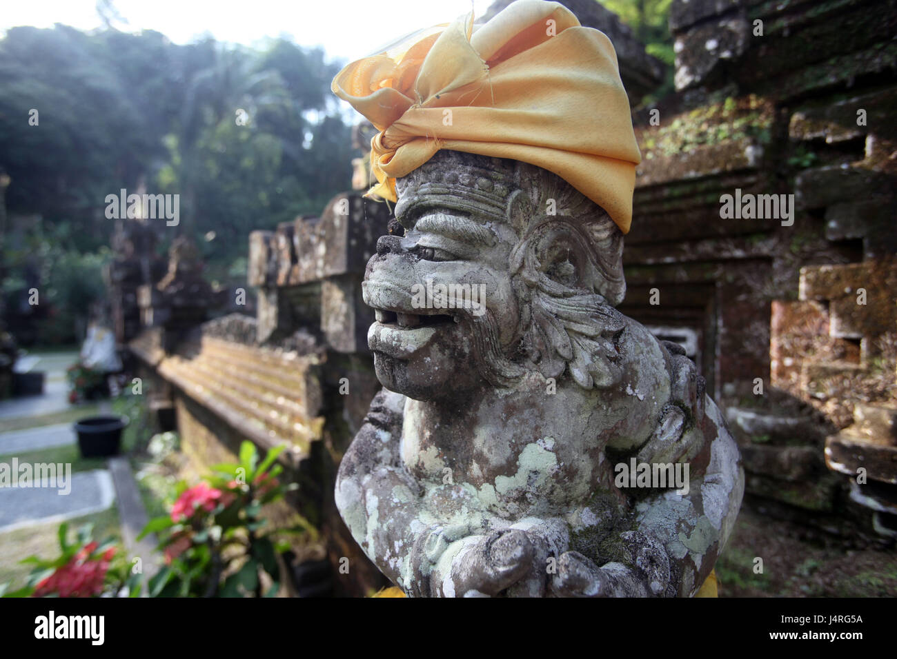 Indonesia, Bali, island, Ubud, temple, Goa Gajah, character, stone character, Stock Photo