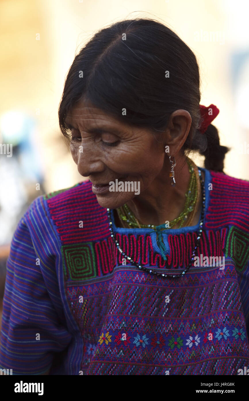 Guatemala, Jacaltenango, market, woman, portrait, Stock Photo