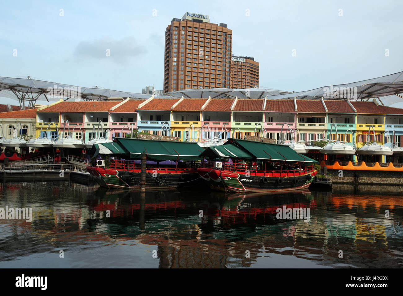 Singapore, island, town, skyline, centre, Boat Quay, bank fourth, Clark