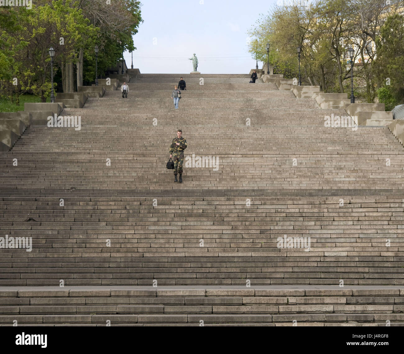 Sham stairs, tourist, Odessa, the Ukraine, no model release, Stock Photo