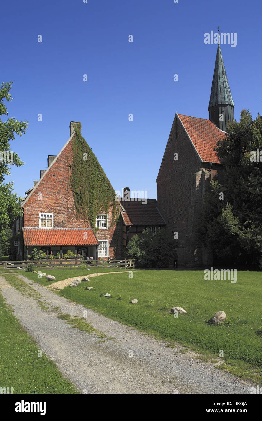 Germany, Lower Saxony, kind country, Osnabrück country, Ankumer height, nature reserve of northern Teutoburger wood, Wiehengebirge, Berge-Börstel, pen Börstel, Cistercian's interior cloister, women's pen, collegiate church, minster Saint Marien, early Gothic, brick Gothic, Stock Photo