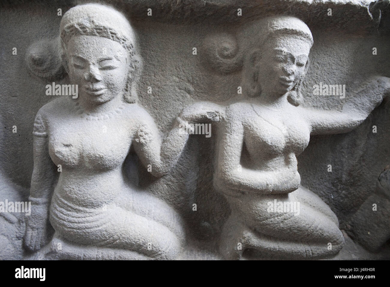Vietnam, Danang, museum of the Cham sculpture, sandstone relief, representation, women, Stock Photo