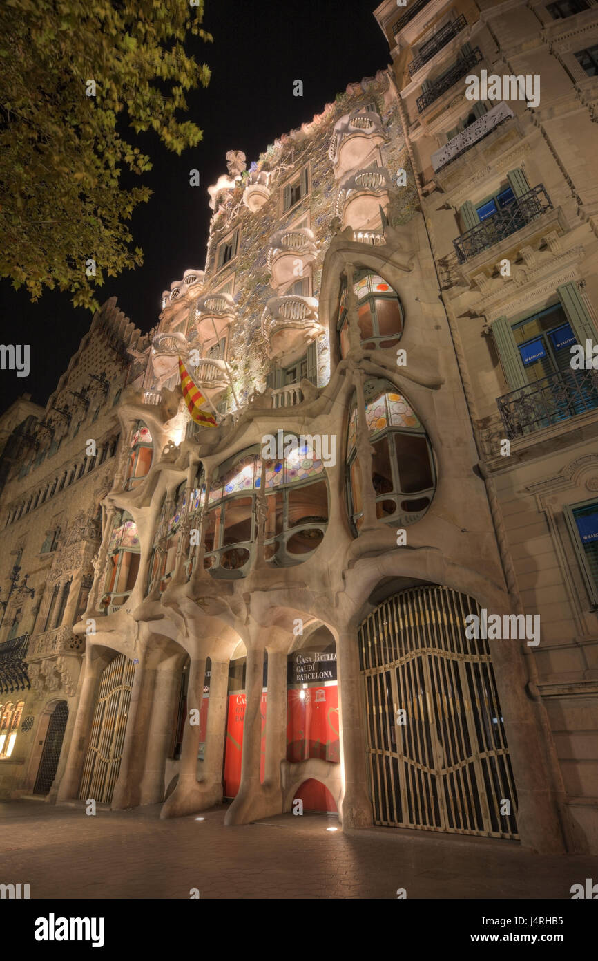 Casa Batllo, facade, architect Antoni Gaudi, Barcelona, Catalonia, Spain, Stock Photo