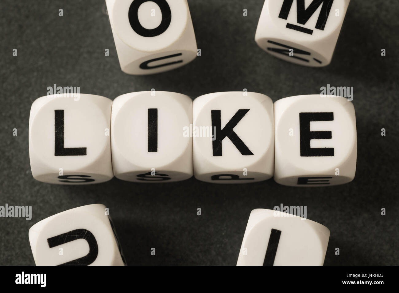 word like on white toy cubes Stock Photo