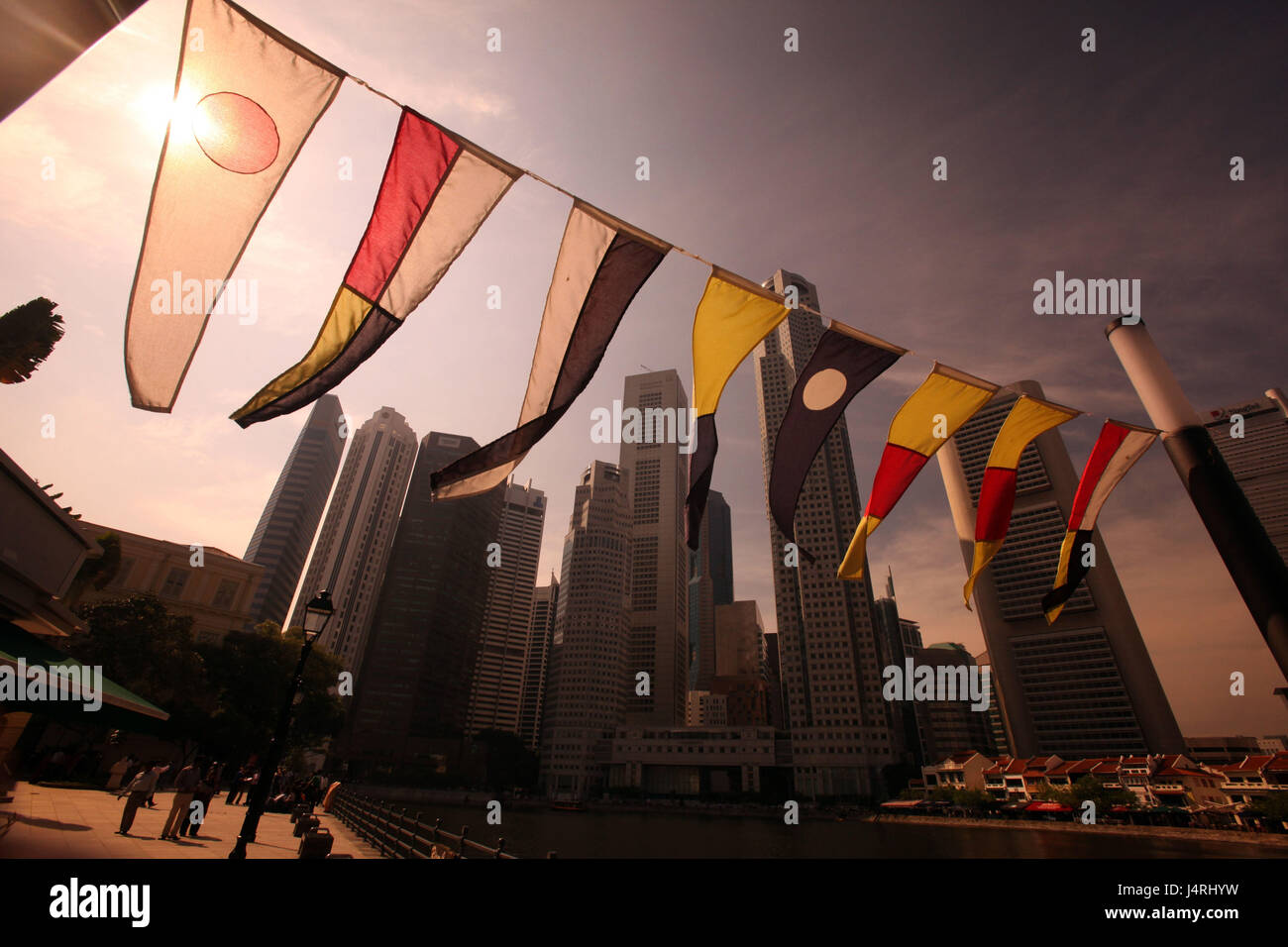 Singapore, island, town, skyline, centre, Boat Quay, bank fourth