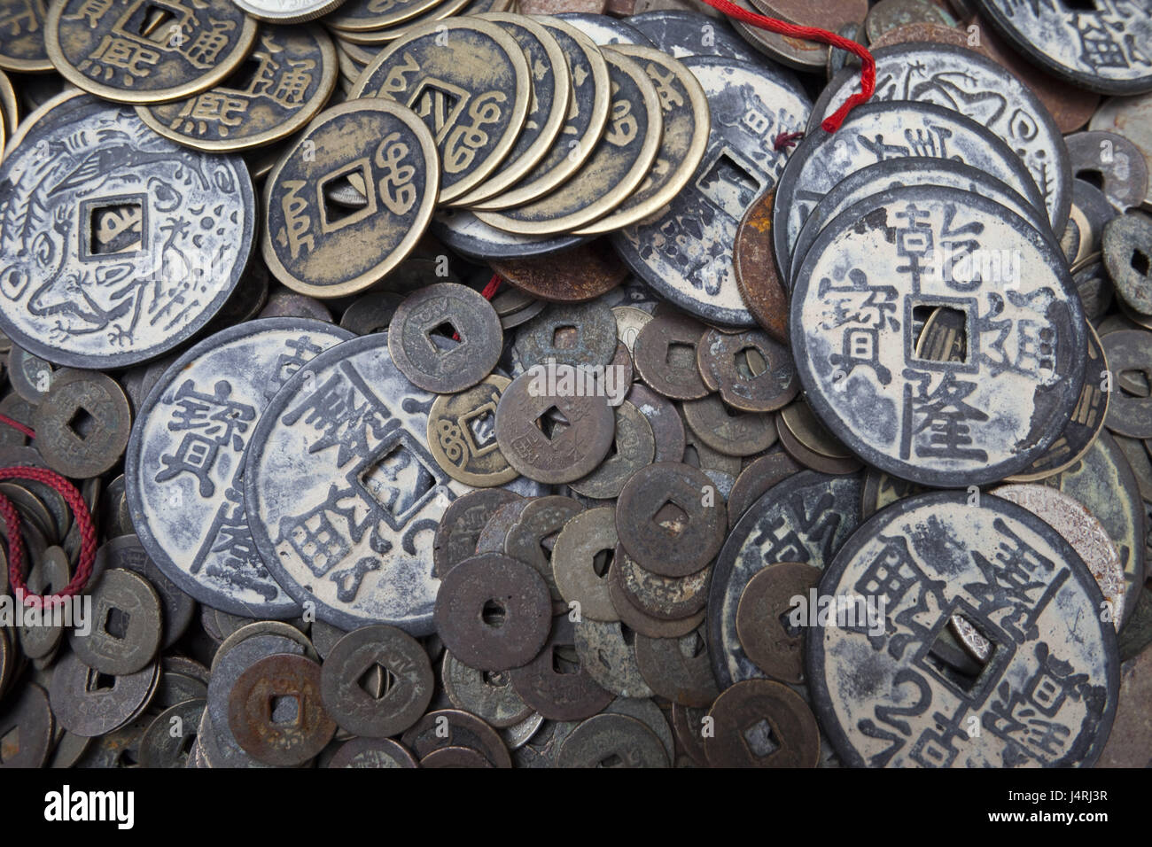 China, Hong Kong, Hollywood Road, Cat Street, souvenirs, coins, Stock Photo