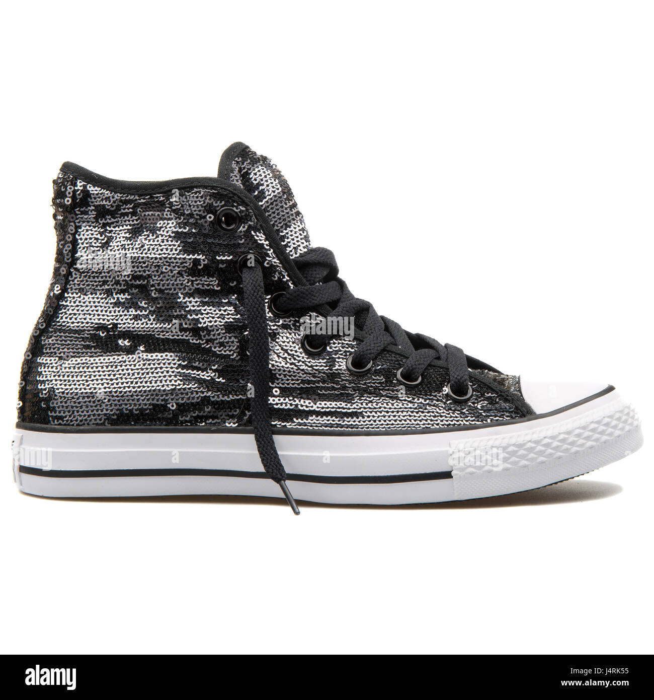 Converse Hi Top Chuck Taylor All Star Black Sequin Silver 549637C Stock  Photo - Alamy