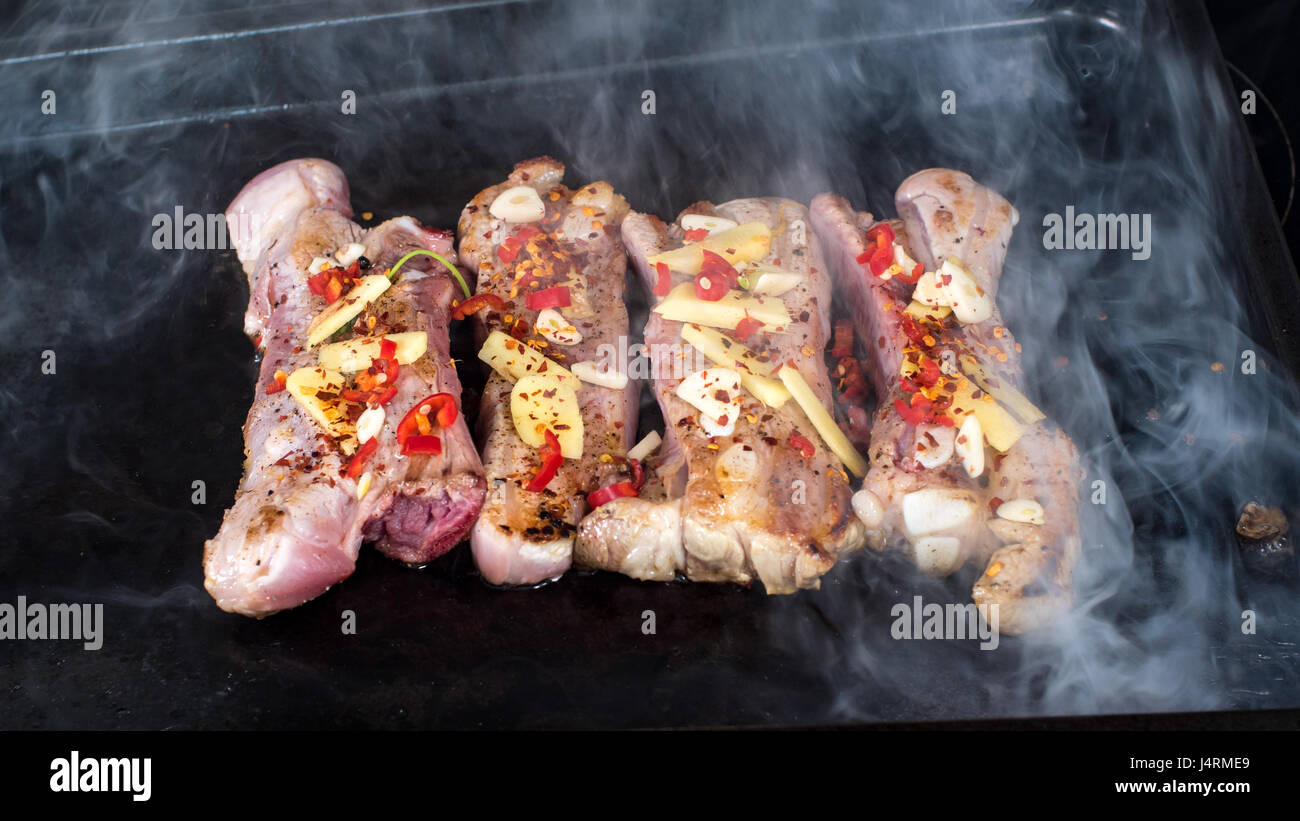 Coocking delicious braised sticky king pork ribs Stock Photo Alamy