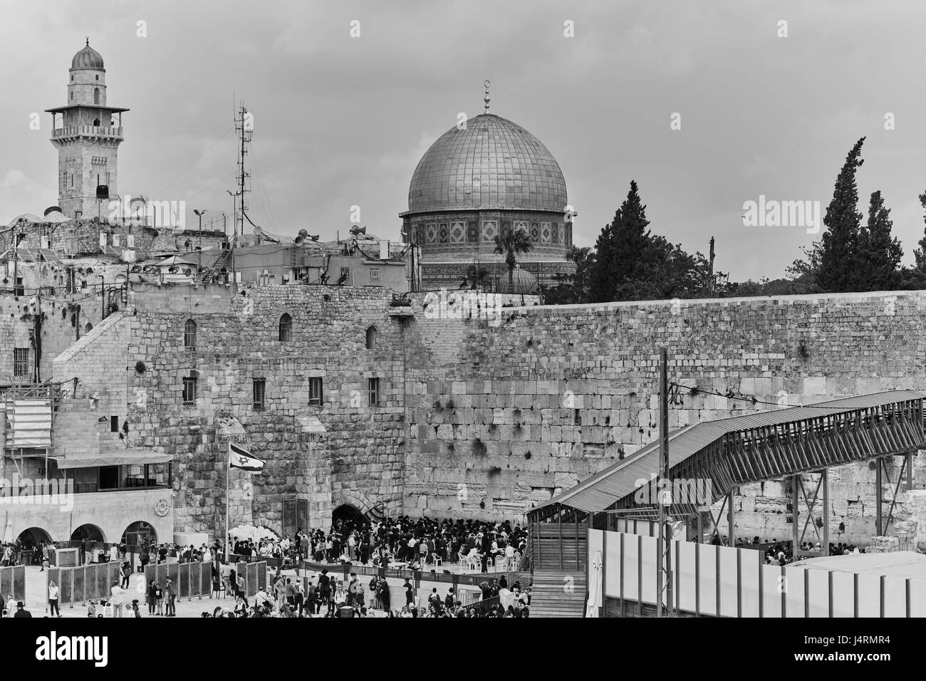 Wailing wall and al aqsa mosque in Jerusalem Stock Photo