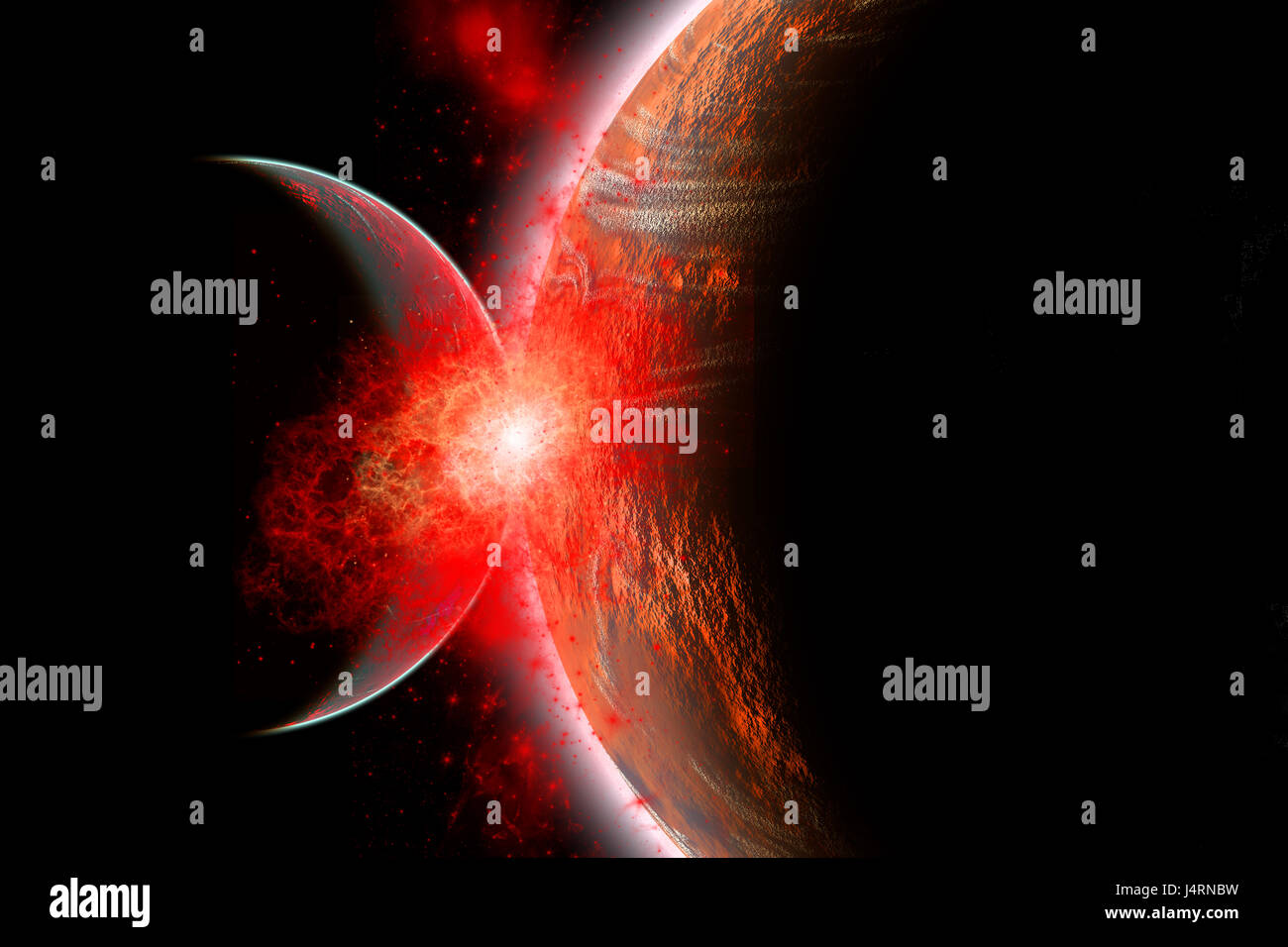 Two  Colliding Planets Stock Photo