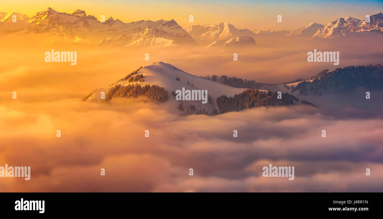 Snowy peak at dusk Stock Photo