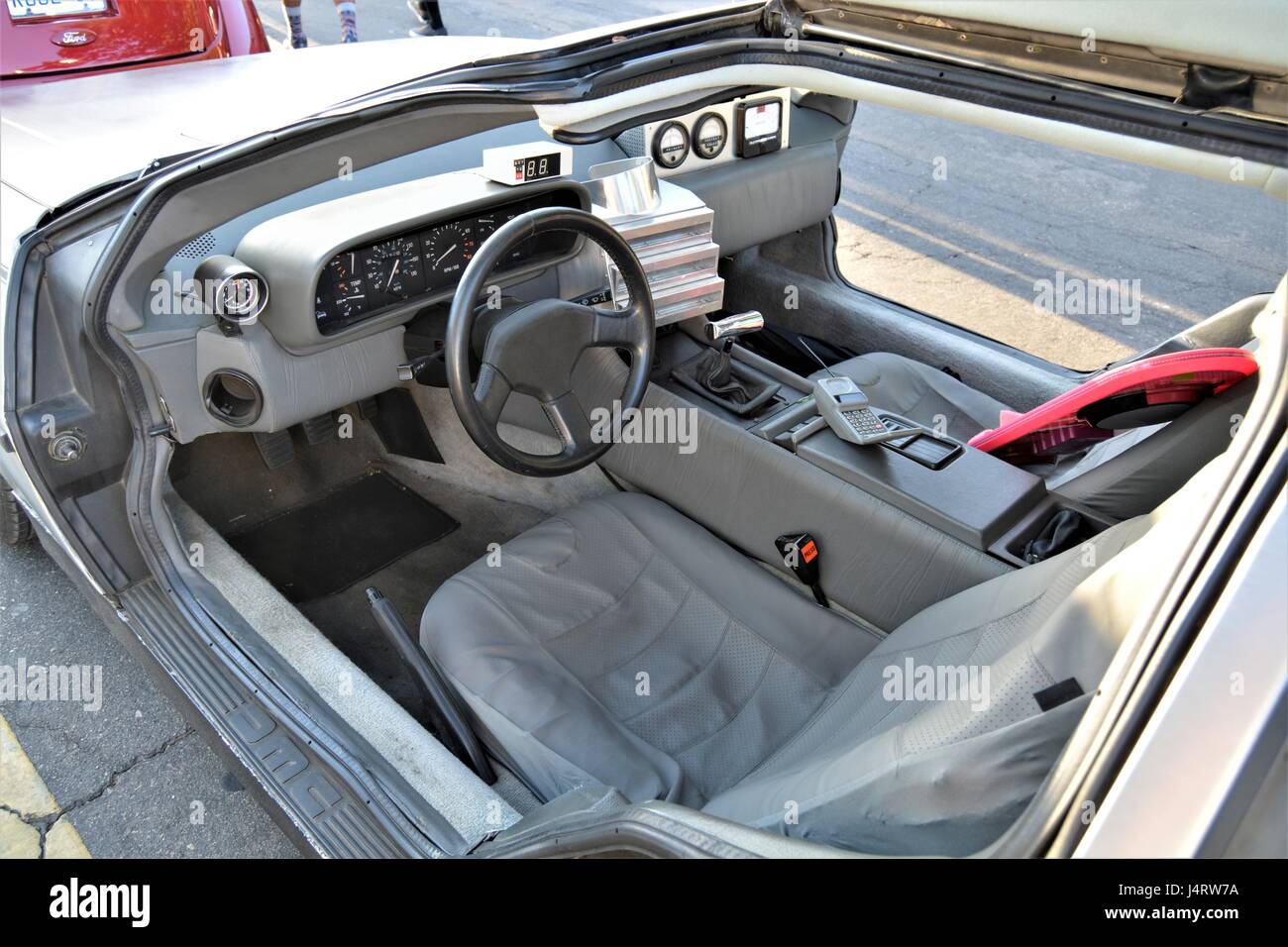 DeLorean, Back to the Future car, Delorean, gull wing car, stainless steele Stock Photo