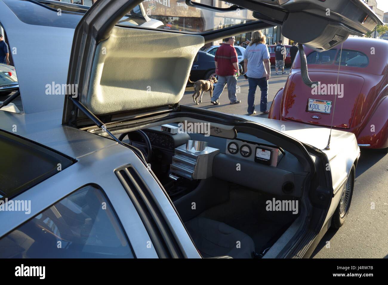 DeLorean, Back to the Future car, Delorean, gull wing car, stainless steele Stock Photo