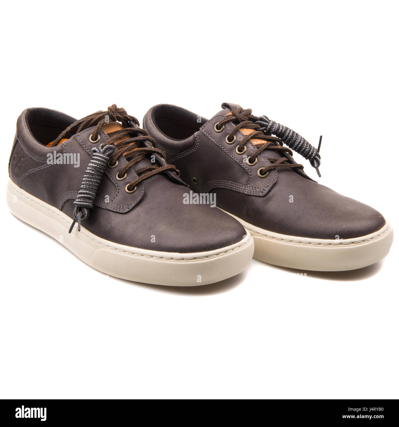 Timberland Leather Oxford Grey Leather Men's Shoes A12DA Stock Photo