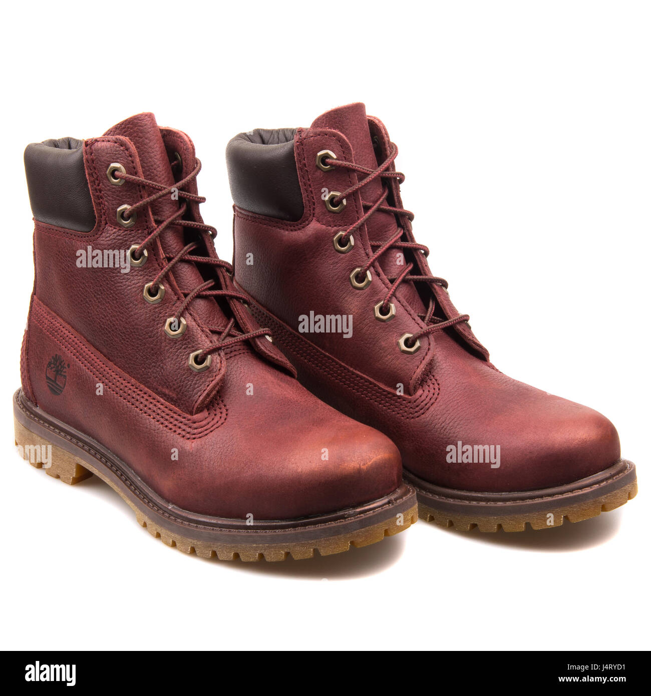 Timberland AF 6 Inch Premium Waterproof Burgundy/Metallic Women's Leather  Boots - A12MF Stock Photo - Alamy