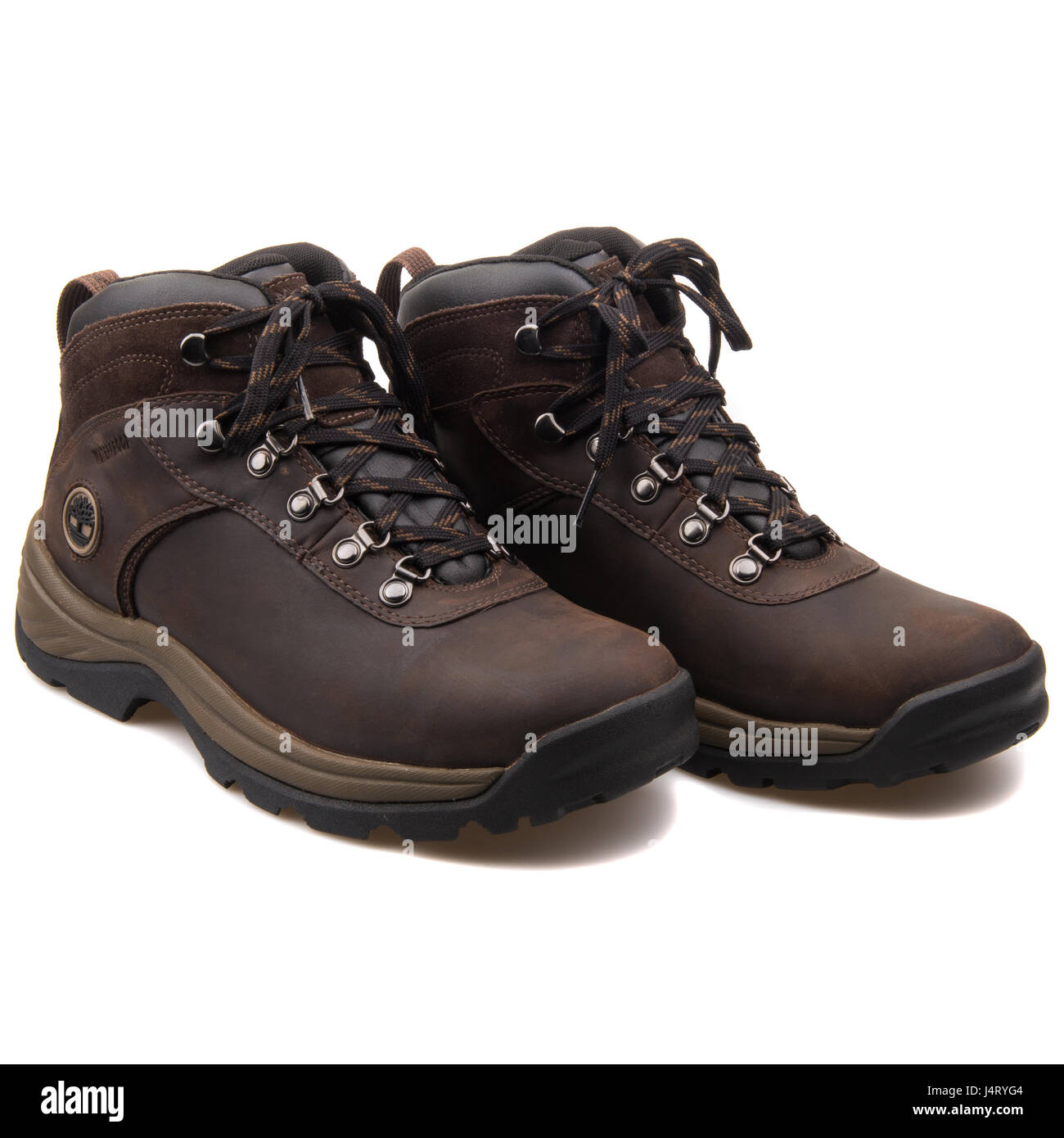 Timberland Flume Waterproof Medium Wide Hiking Leather Boot Dark Brown -  18128 Stock Photo - Alamy