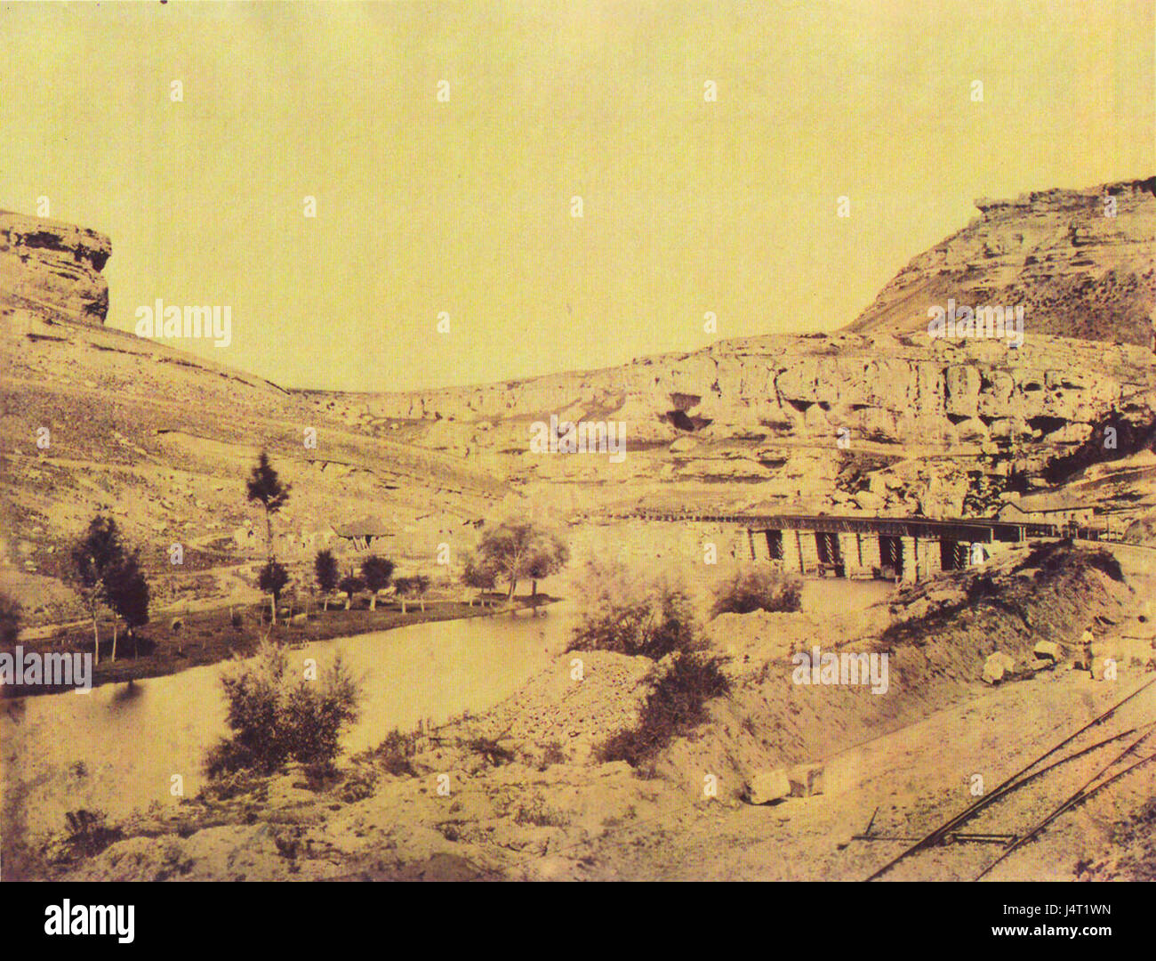 Vista del puente de la Horadada en la zona del Congosto entre 1855 y 1857   William Atkinson Stock Photo