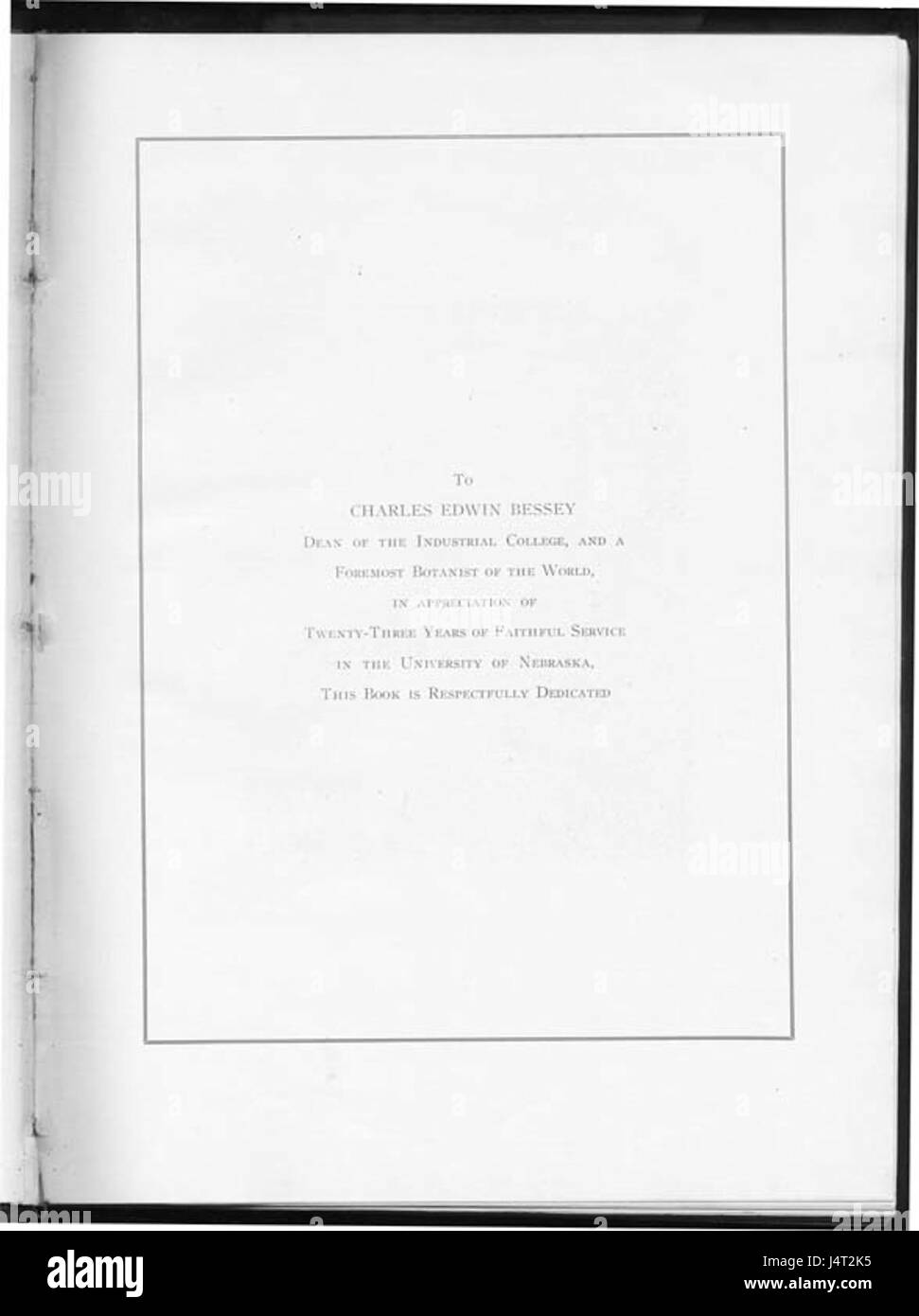 The Cornhusker, Volume 1, 1907 Dedication Text Stock Photo