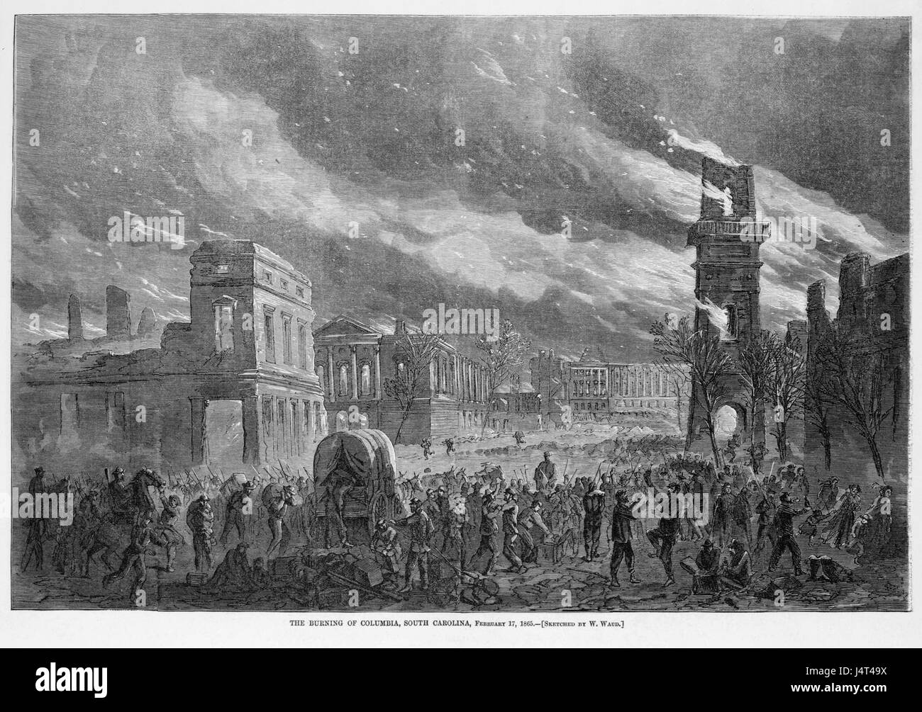 The burning of Columbia, South Carolina, February 17, 1865 Stock Photo