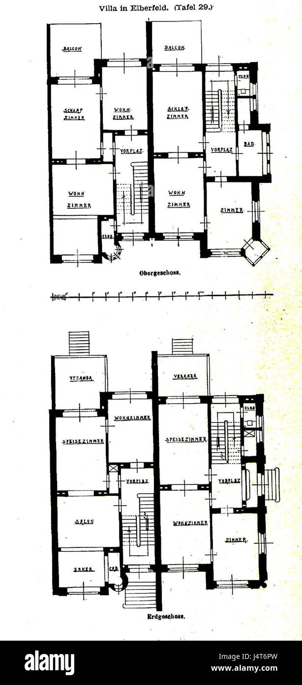 Villa, Roonstrasse 41, Elberfeld, Architekten Haude & Metzendorf, Tafel 29, Kick Jahrgang II, Grundriss Stock Photo