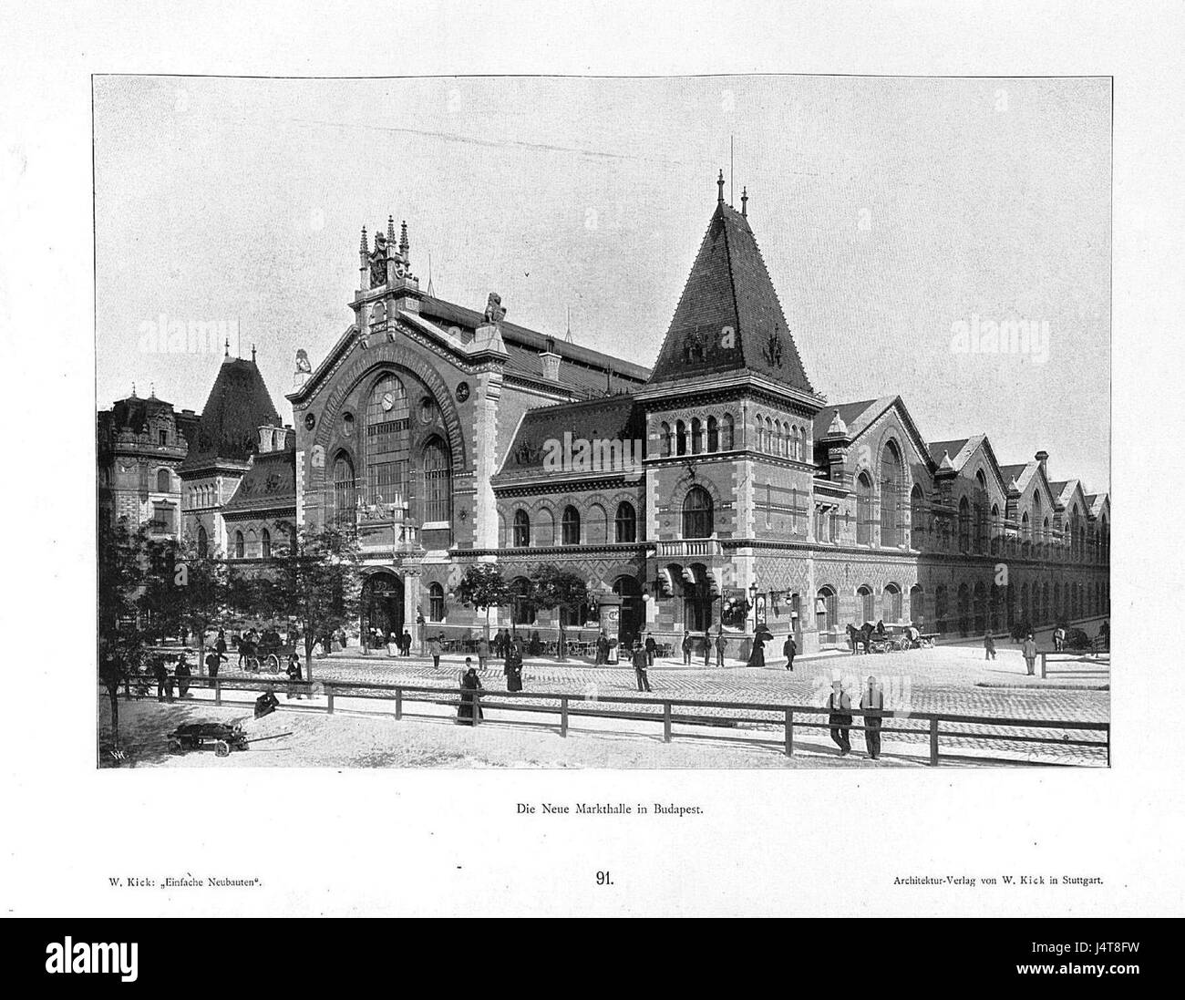 Wilhelm Kick, Einfache Neubauten, Stuttgart 1890, Neue Markthalle, Budapest Stock Photo